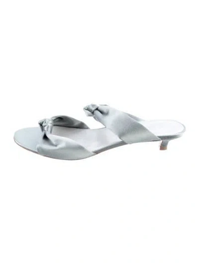 Pre-owned Le Monde Beryl Satin Slides In Silver