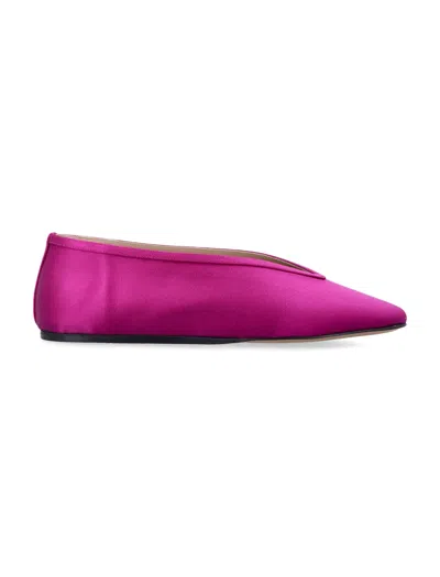 Le Monde Beryl Satin Slip-on Flat With Leather Insole In Magenta