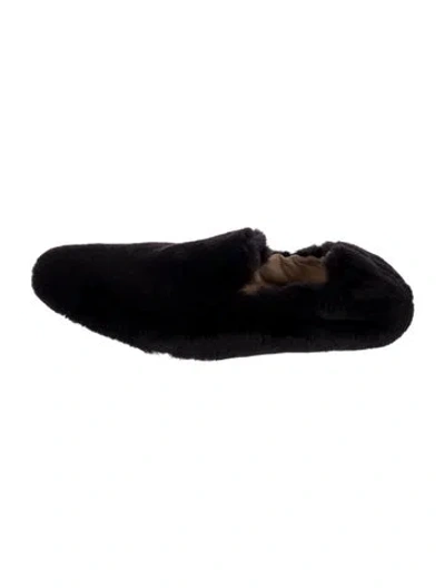 Pre-owned Le Monde Beryl Shearling Slippers In Black