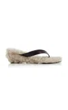 Le Monde Beryl Shearling Thong Sandals