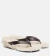 Le Monde Beryl Le Monde Béryl Shearling-trimmed Leather Thong Sandals In White