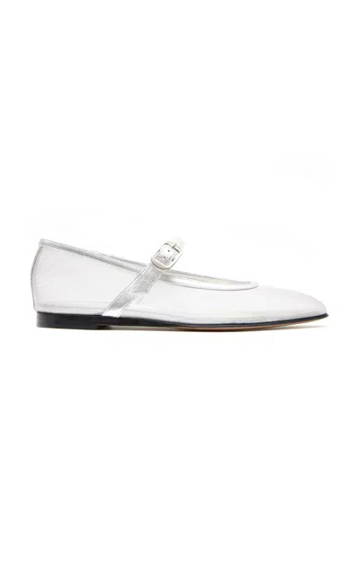 Le Monde Beryl Mesh Mary Jane Ballerina Flats In Silver