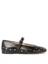 Le Monde Beryl Black Mary Jane Studded Leather Ballerina Flats