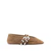 Le Monde Beryl Claudia Suede Western Buckle Ballerina Flats In Brown