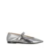 Le Monde Beryl Metallic Leather Mary Jane Flats In Silver