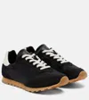 Le Monde Beryl Le Monde Béryl Slim Runner Suede-trimmed Sneakers In Black