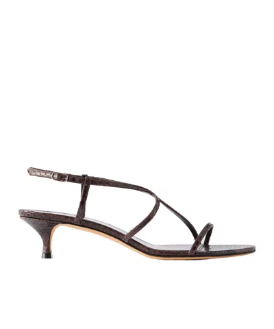 Le Monde Beryl Rio 35 Snake-effect Leather Sandals In Burgundy