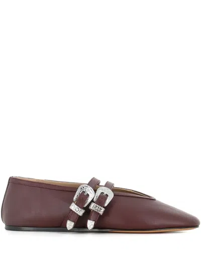 Le Monde Beryl Claudia Leather Mary-jane Ballet Flats In Burgundy