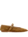 Le Monde Beryl 10mm Suede Mary Jane Ballet Flats In Braun