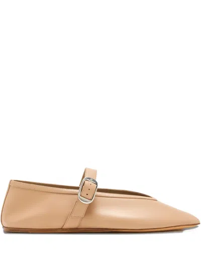 Le Monde Beryl Stella Buckle-strap Leather Ballet Flats In Neutral