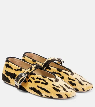 LE MONDE BERYL LE MONDE BÉRYL STELLA LEOPARD-PRINT VELVET MARY JANE FLATS