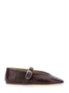 Le Monde Beryl Dark Purple Leather Ballet Flats In Brown