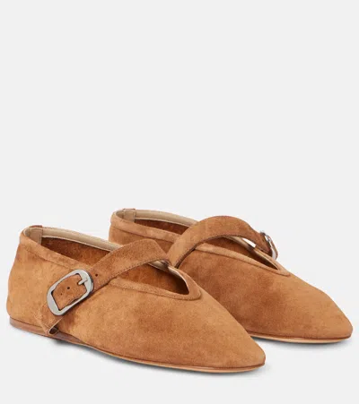 Le Monde Beryl Stella Suede Mary Jane Flats In Brown