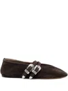 Le Monde Beryl Strap Buckle Ballet Flats In Brown
