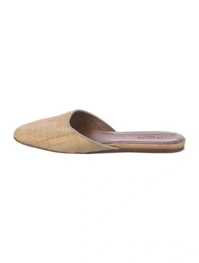 Pre-owned Le Monde Beryl Straw Grosgrain Trim Mules In Neutral