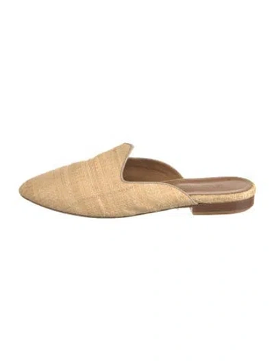 Pre-owned Le Monde Beryl Straw Mules In Neutral
