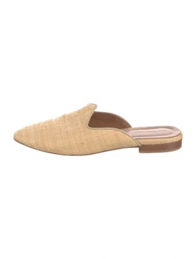 Pre-owned Le Monde Beryl Straw Mules In Neutral