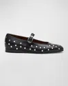 Le Monde Beryl Studded Leather Mary Jane Ballerina Flats In Black