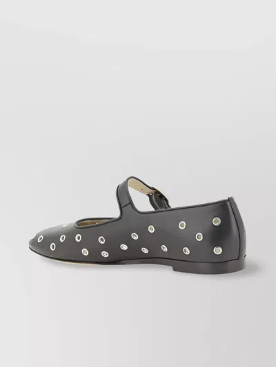 Le Monde Beryl Studded Polka Dot Ballet Flats In Black