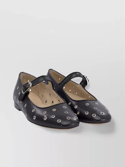 LE MONDE BERYL STUDS LEATHER BALLERINA SHOES