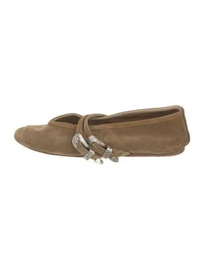 Pre-owned Le Monde Beryl Suede Ballet Flats In Brown