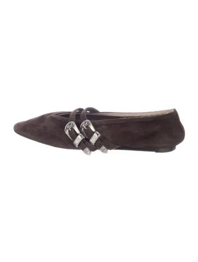 Pre-owned Le Monde Beryl Suede Ballet Flats In Purple