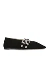 Le Monde Beryl Womens Black Claudia Double-strap Suede Ballet Courts In Black