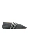 Le Monde Beryl Suede Mary Jane Ballerina Shoes In Grey