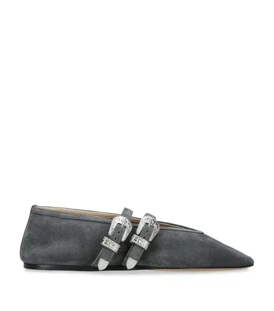 LE MONDE BERYL SUEDE BUCKLED CLAUDIA BALLET FLATS