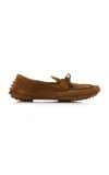 Le Monde Beryl Suede Driver Moccasins In Taupe