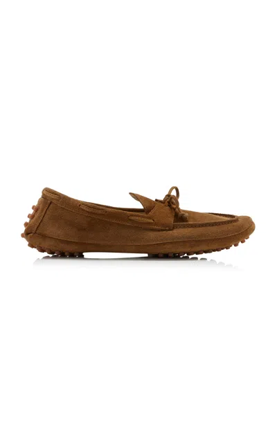 Le Monde Beryl Suede Driver Moccasins In Taupe