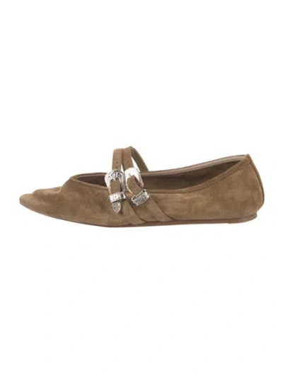 Pre-owned Le Monde Beryl Suede Flats In Neutral