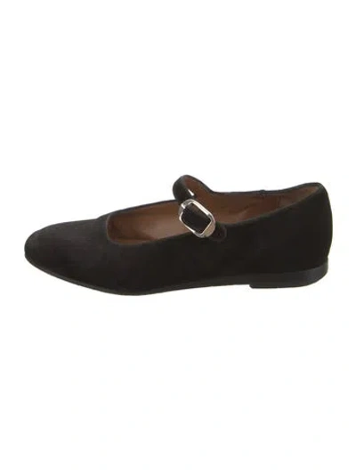 Pre-owned Le Monde Beryl Suede Grosgrain Trim Mary Jane Flats In Green