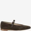 Le Monde Beryl Velvet Mary Jane Ballerina Flats In Green