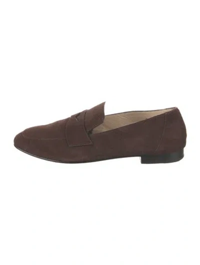 Pre-owned Le Monde Beryl Suede Loafers In Brown
