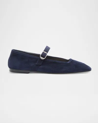 Le Monde Beryl Suede Mary Jane Ballerina Flats In Purple