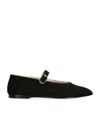 Le Monde Beryl Almond Toe Flat Sole Suede Ballerinas In Black