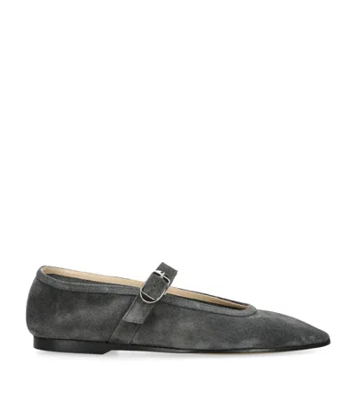 Le Monde Beryl Suede Mary Jane Ballet Flats In Gray