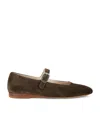 Le Monde Beryl Velvet Mary Jane Ballerina Flats In Green