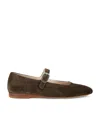 Le Monde Beryl Velvet Mary Jane Ballerina Flats In Green