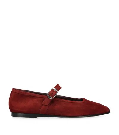 Le Monde Beryl Suede Mary Jane Ballet Flats In Red/dark