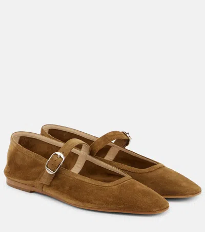 Le Monde Beryl 10mm Suede Mary Jane Ballet Flats In Taupe