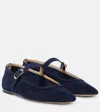 Le Monde Beryl Suede Mary Jane Flats In Blau