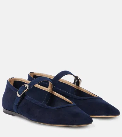 Le Monde Beryl Suede Mary Jane Flats In Blau