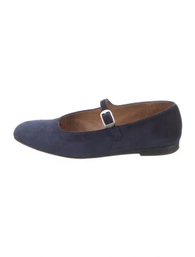 Pre-owned Le Monde Beryl Suede Mary Jane Flats In Blue