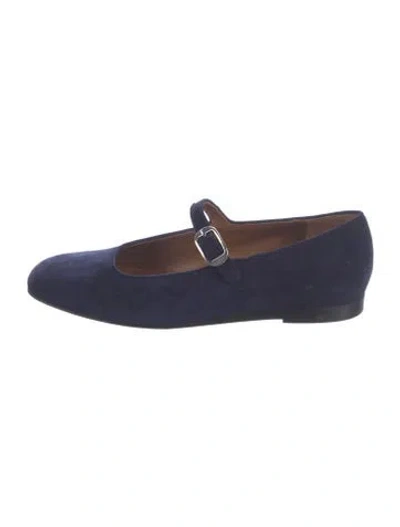 Pre-owned Le Monde Beryl Suede Mary Jane Flats In Blue