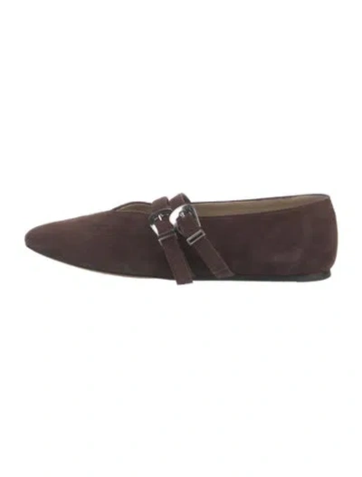 Pre-owned Le Monde Beryl Suede Mary Jane Flats In Brown