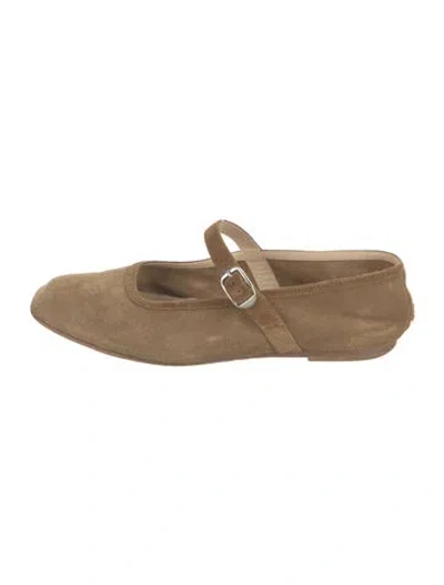 Pre-owned Le Monde Beryl Suede Mary Jane Flats In Brown