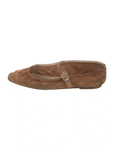 Pre-owned Le Monde Beryl Suede Mary Jane Flats In Brown