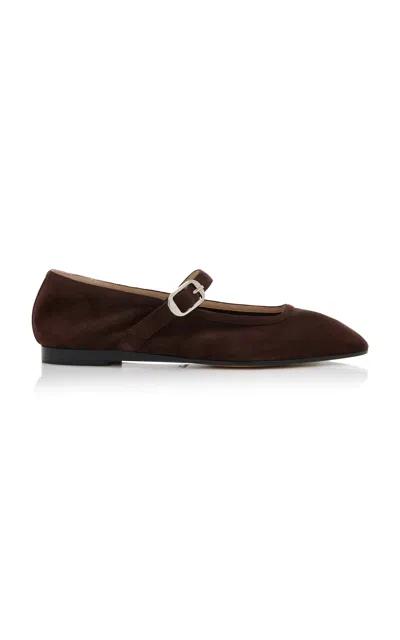 Le Monde Beryl Suede Mary Jane Flats In Brown